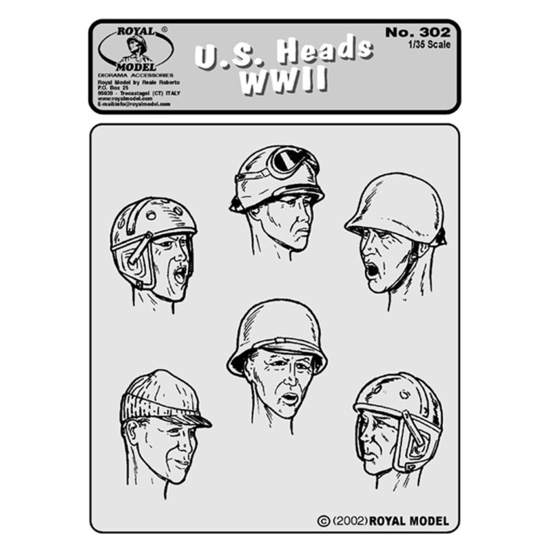 Figure Accessory 6 Heads Royal Model 1/35 German Soldier Heads WWII No.2 303 