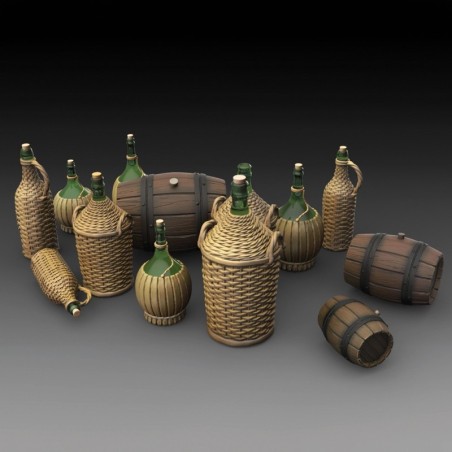 Wicker Bottles Demijohn Glass   and small barrels  (1/35)