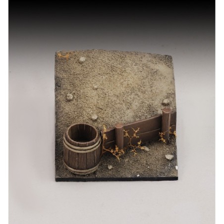 Base with bucket and wooden wall (1/35-1/32 scale)