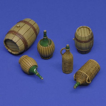Wicker Bottles and small barrels (1/16 scale)