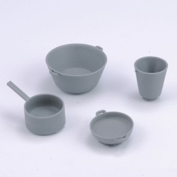 Cookware set and bucket (1/16 scale)