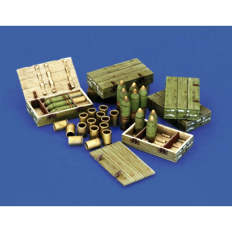 Italian 100/7 100mm Ammunition with wooden crates set-WWII (1/35 scale)