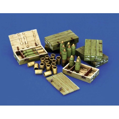Italian 100/7 100mm Ammunition with wooden crates set-WWII (1/35 scale)