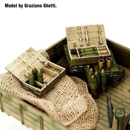 Italian 100/7 100mm Ammunition with wooden crates set-WWII (1/35 scale)
