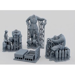 Italian WWII soldiers in North Africa, loading 100/17 100mm artillery shells-3 figs (1/35 scale)