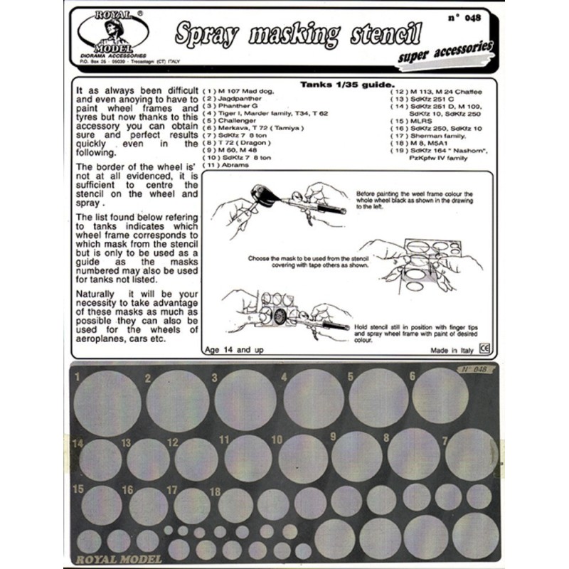 Spray masking stencil (for 1/35 scales tanks and generic scales)