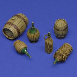 Wicker Bottles and small barrels (1/16 scale)