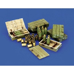 Italian 100/7 100mm Ammunition with wooden crates set-WWII (1/35 scale)